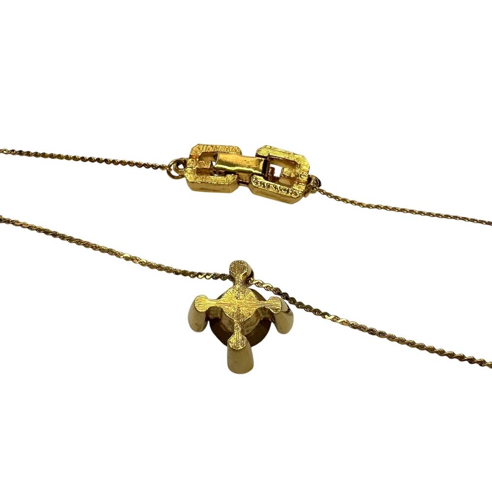 Givenchy Crystal/White Gemstone Solitaire Gold Plated Necklace (Vintage) - Picture 4 of 14